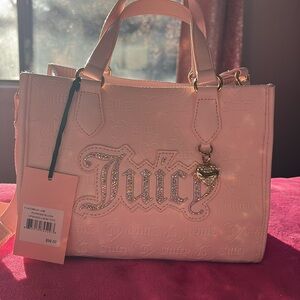 Juicy Couture Pink Upgrade U BLING rhinestone mini tote powder blush